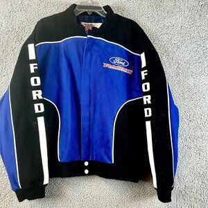 Vintage Racing Champions Blue Black White Ford Racing NASCAR Jacket - Men's Sz L